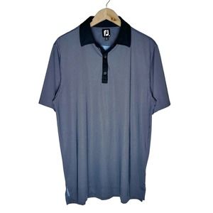 FootJoy | Men | Black Gray Micro Check Golf Performance Polo Shirt | Medium